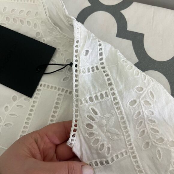 The Kooples Floral White Embroidered Dress Size 3= Size L = US 8 - Picture 6 of 12